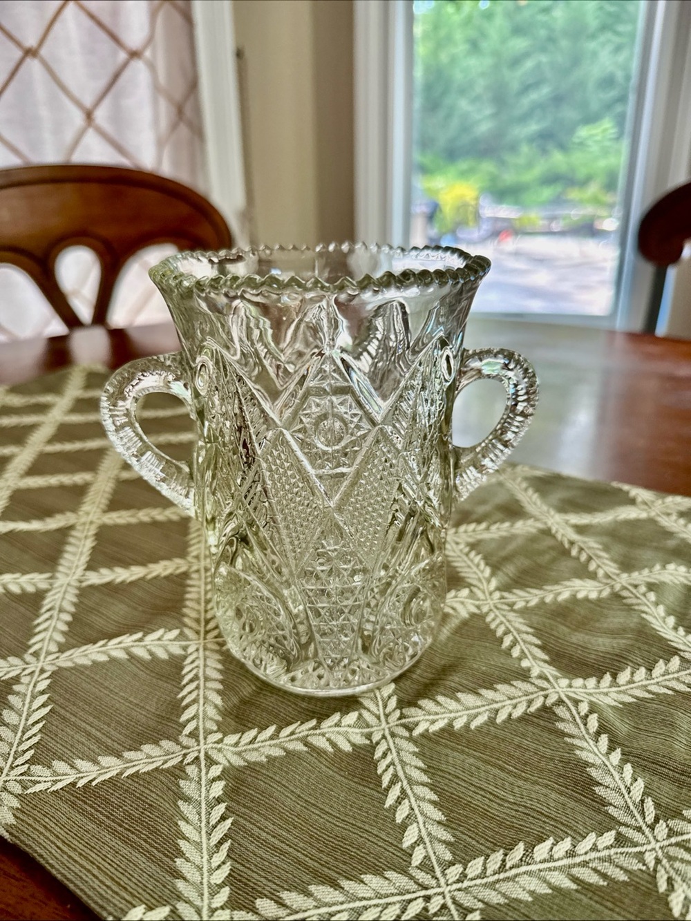Pressed Glass Celery/Vase Spoon Holder Vintage 1910.